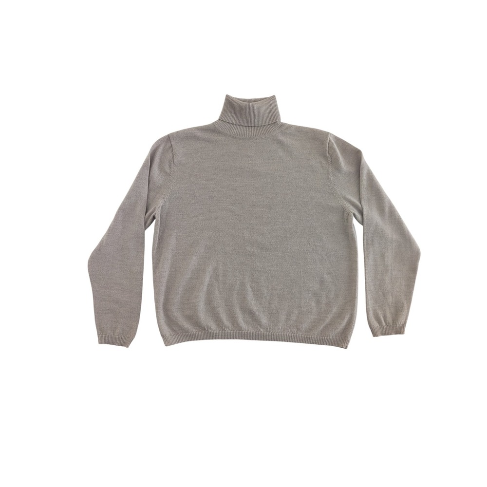 Pendleton Womens Petite Large Taupe 100% Merino Wool Turtleneck Sweater L P